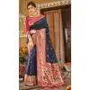 Navy Blue Color Paithani Silk Designer Party Wear Women Saree Blouse -3094144456