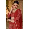 Red Color Pure Georgette Designer Party Wear Plus Size Lehenga Choli -3101144506