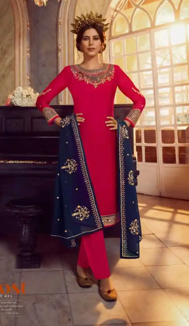 Pink Color Georgette Designer Party Wear Lehenga Style Suit- 3109144564
