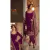 Violet Color Georgette Designer Party Wear Lehenga Style Suit- 3109144566