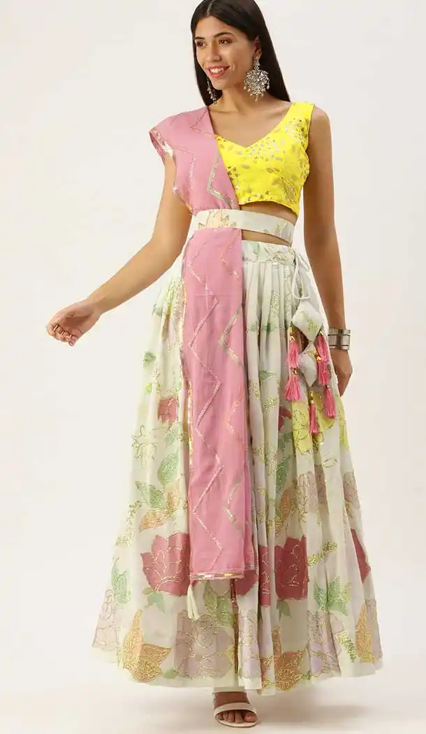 Multi Color Georgette Fancy Party Wear Stylish Girls Lehenga Choli  -3190145066