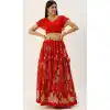 Red Color Georgette Fancy Party Wear Stylish Girls Lehenga Choli -3190145067