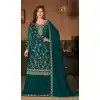 Teal Blue Color Fox Georgette Evening Party Wear Palazzo Salwar Suit -3203145142