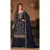 Navy Blue Color Fox Georgette Evening Party Wear Palazzo Salwar Suit -3203145144