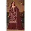 Maroon Color Fox Georgette Evening Party Wear Palazzo Salwar Suit -3203145145