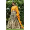 Grey Color Silk Embroidery Mehendi Sangeet Wear Lehenga Choli -3136144733