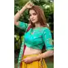 Mustard Color Silk Embroidery Mehendi Sangeet Wear Lehenga Choli -3136144735