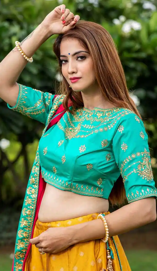 Mustard Color Silk Embroidery Mehendi Sangeet Wear Lehenga Choli -3136144735