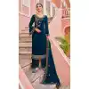 Teal Color Blooming Georgette Pakistani Style Party Wear Salwar Kameez -3250145529