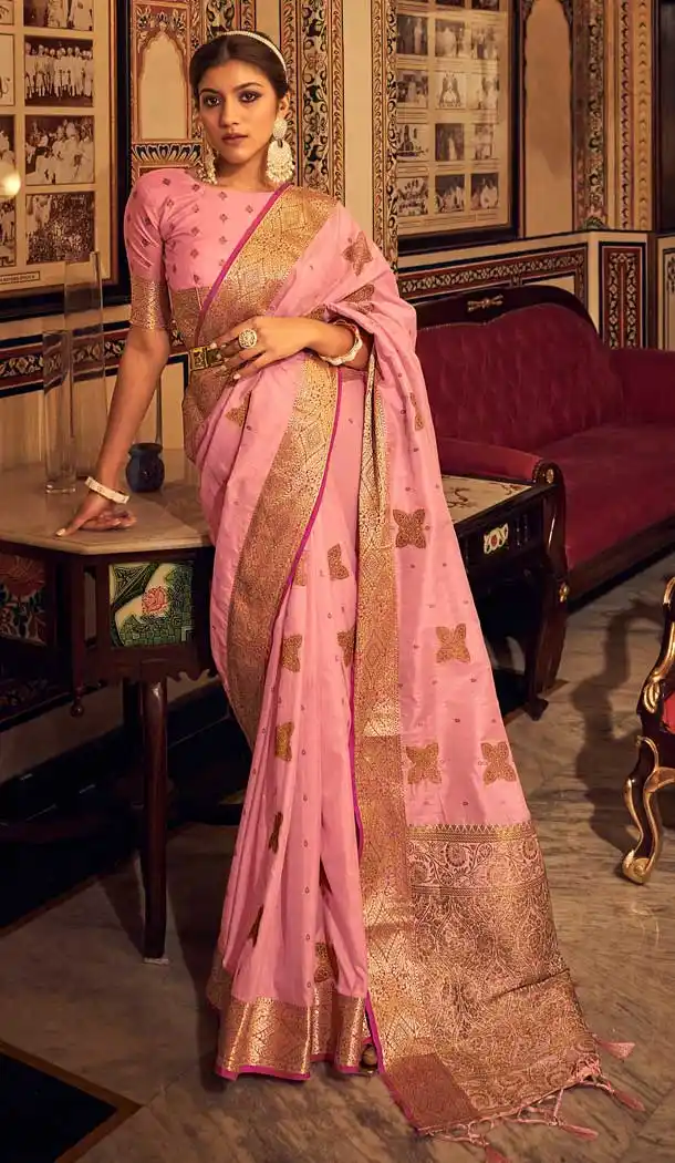 Rose Pink Color Soft Tussar Silk Tradtional Casual Party Wear Saree -3310145990