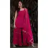 Dark Pink Color Georgette Designer Function Wear Sharara Suit - 3266145618