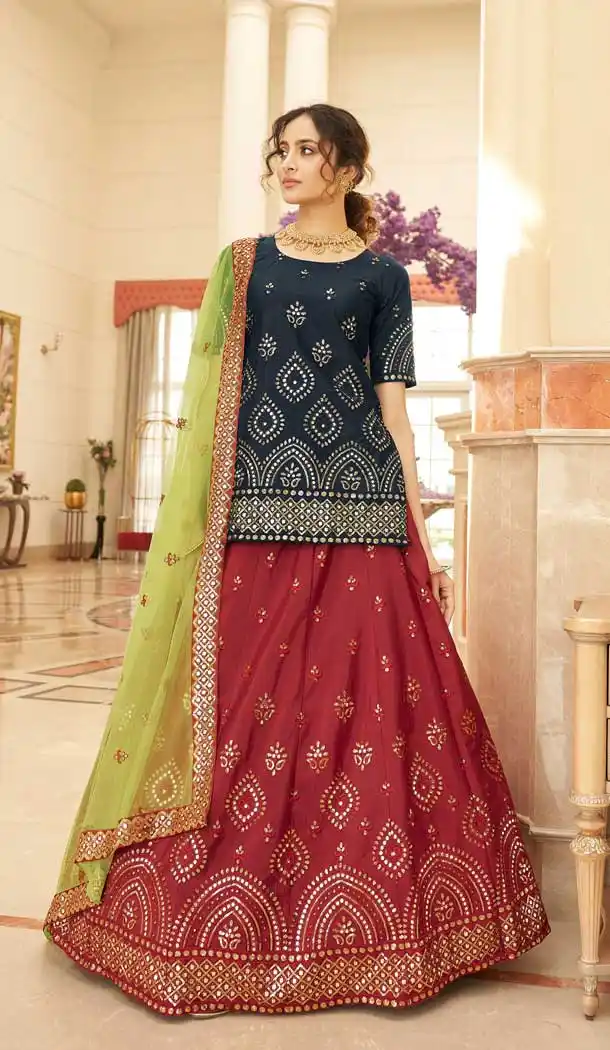 Maroon Color Chinon Designer Fancy Wear Plus Size Lehenga Choli- 3268145628