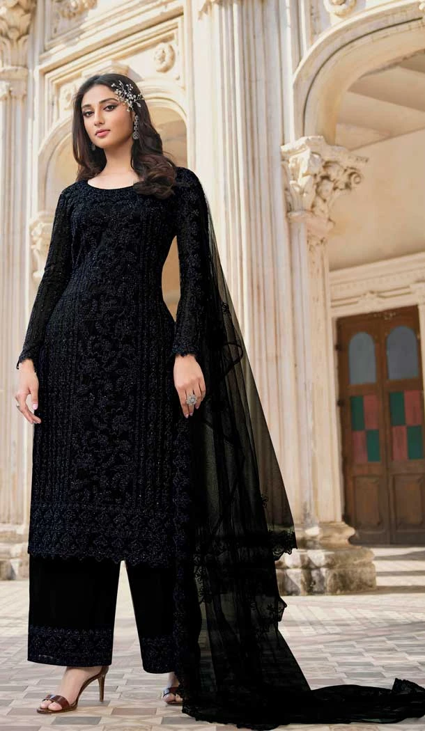 Black Color Butterfly Net Designer Party Wear Salwar Suit - 31801450125