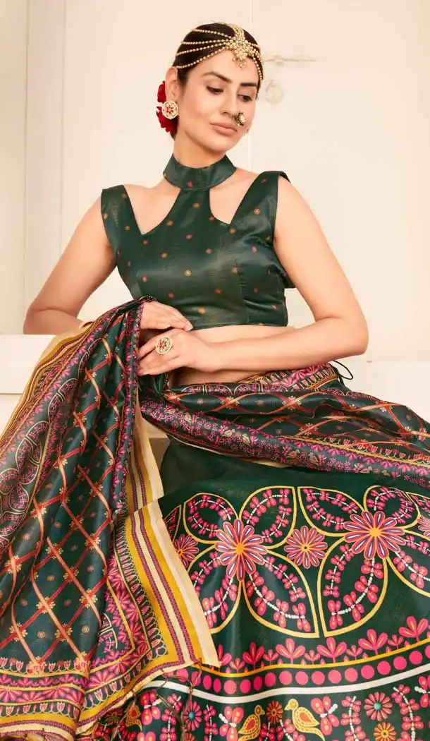 Stunning Multi Color Pure Rera Silk Fancy Party Wear Lehenga Choli - 31811450128