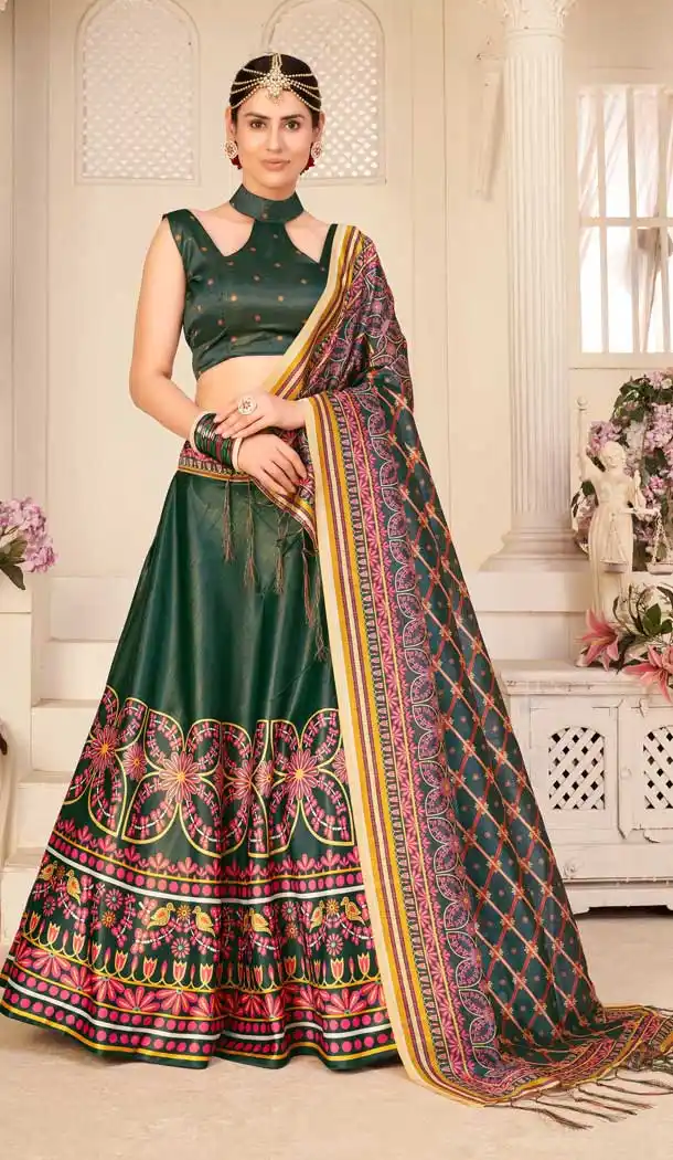 Stunning Multi Color Pure Rera Silk Fancy Party Wear Lehenga Choli - 31811450128