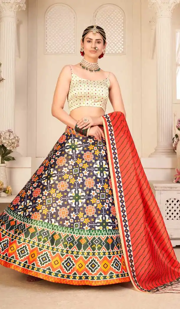 Charming Multi Color Pure Rera Silk Fancy Party Wear Lehenga Choli - 31811450129