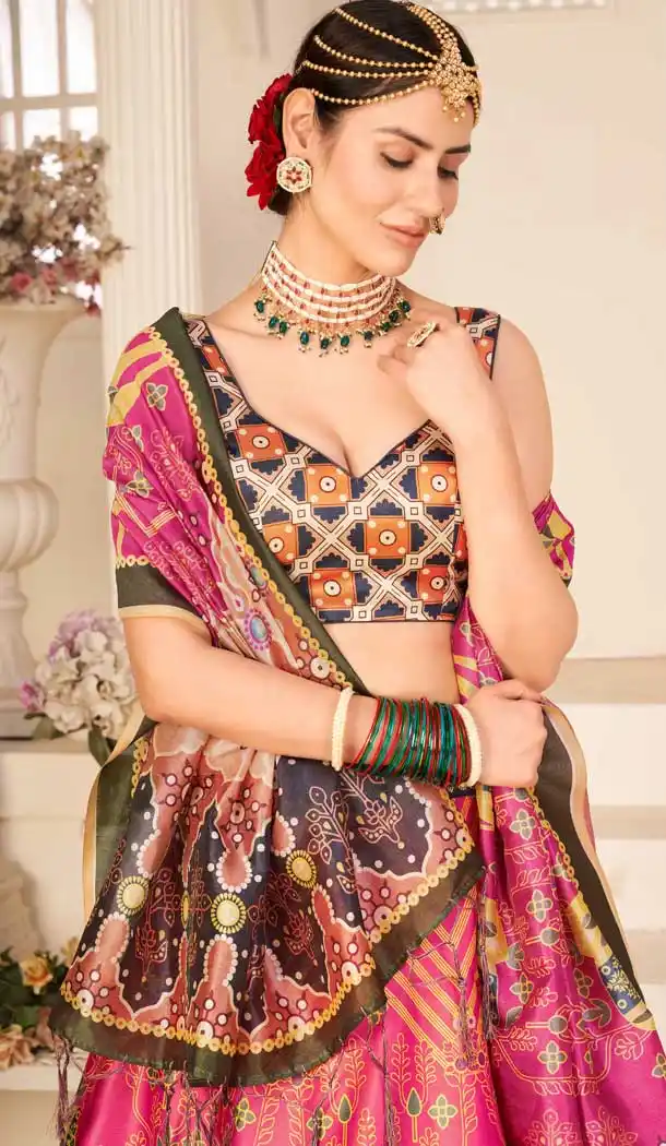 Amazing Multi Color Pure Rera Silk Fancy Party Wear Lehenga Choli - 31811450130