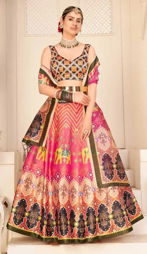 Amazing Multi Color Pure Rera Silk Fancy Party Wear Lehenga Choli - 31811450130