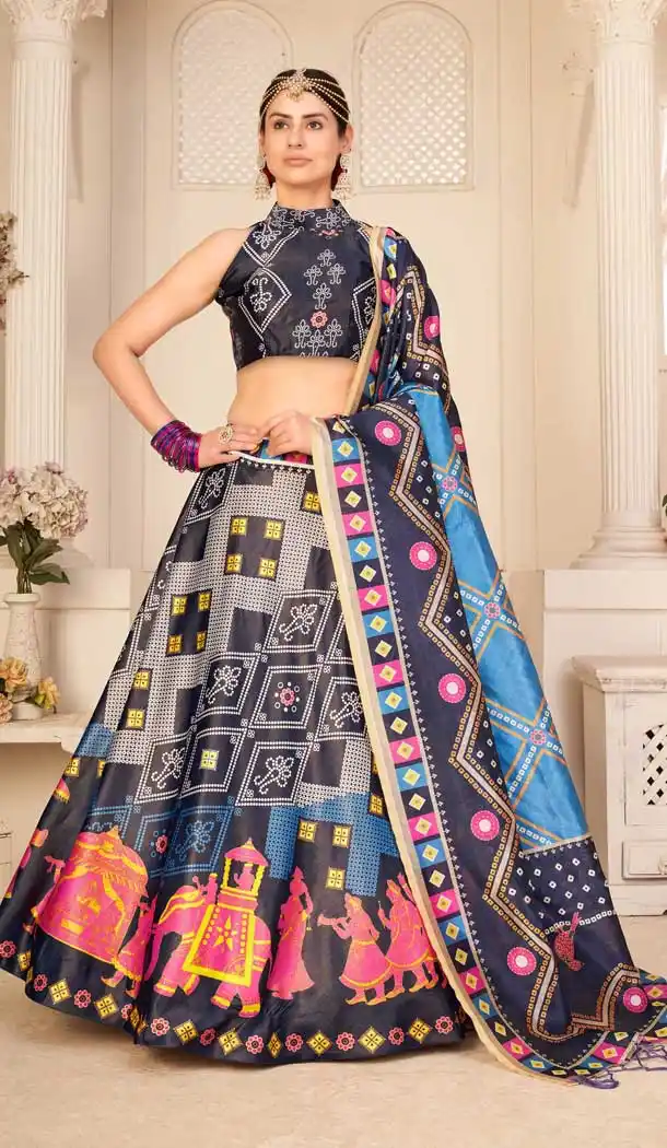 Dazzling Multi Color Pure Rera Silk Fancy Party Wear Lehenga Choli - 31811450131