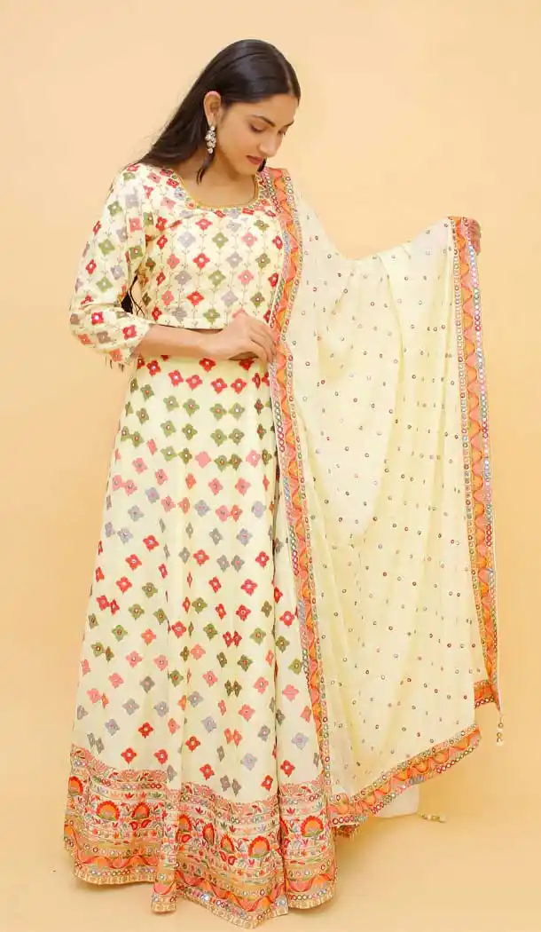 Creme Color Chinnon Designer Wedding Wear Lehenga Choli - 3213145224