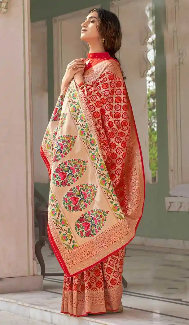 Red Color Banarasi Silk Designer Traditional Wear Saree - 3222145297