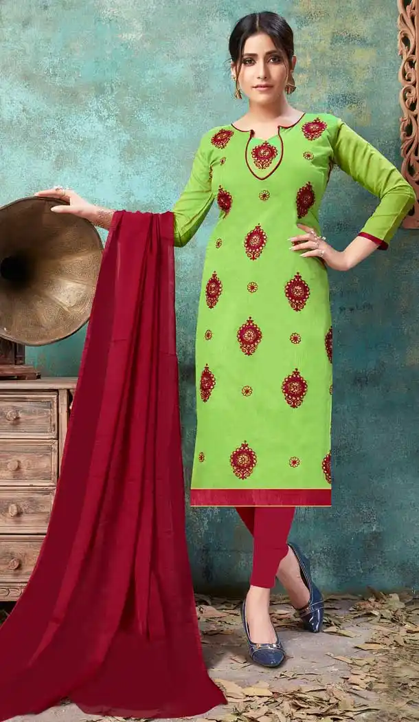 Light Green Color Cotton Casual Office Wear Salwar suit - 3236145435