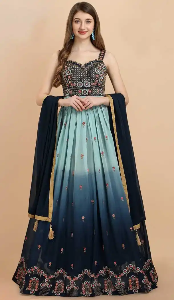Multi Color Pure Georgette Designer Party Wear Salwar Kameez -3360146423