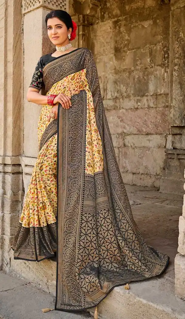 Alluring Black Color Silk Brasso Party Wear Women Saree Blouse -3405146860