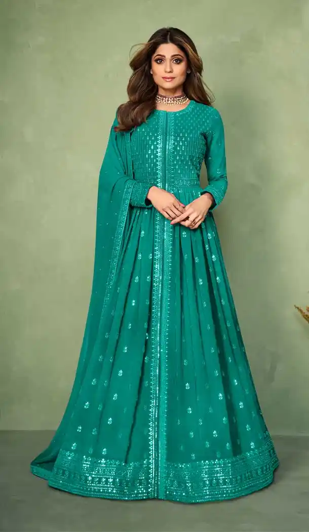 Blue Color Georgette Traditional Party Wear Women Salwar Kameez -3411146904