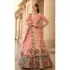 Peach Color Art Silk Bridal Wedding Wear Plus Size Lehenga Choli -3437147439