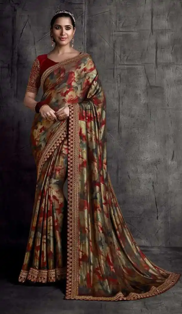 Elegant Multi Color Fancy Fabric Traditional Party Wear Saree Blouse -3543147932