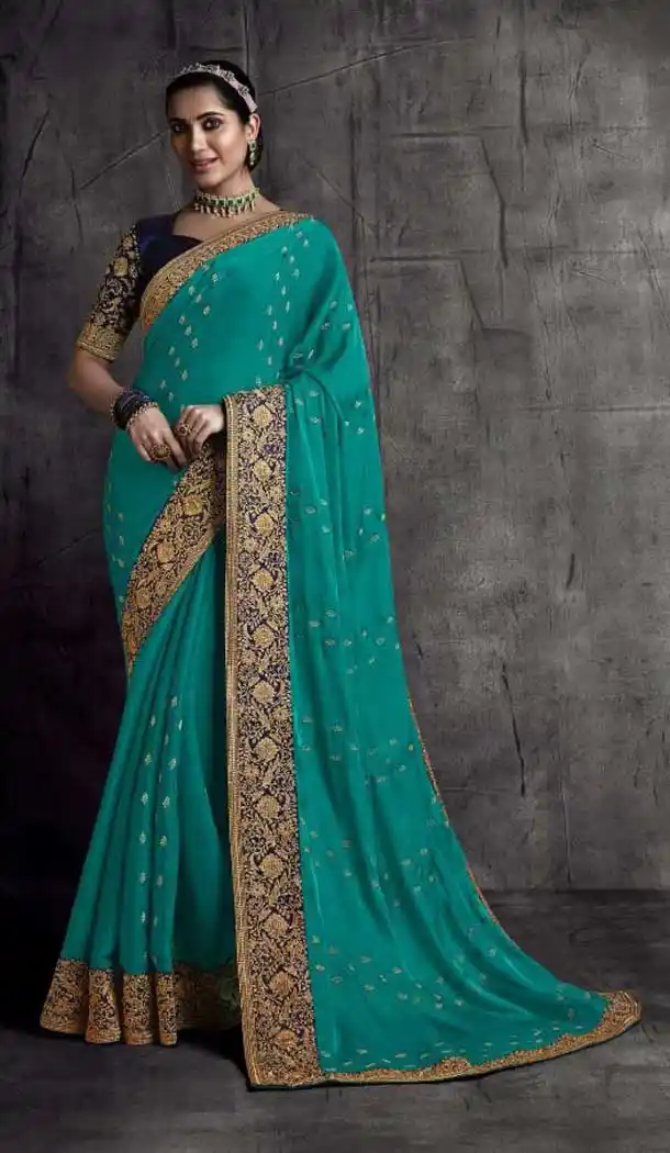 Pretty Blue Color Fancy Fabric Traditional Party Wear Saree Blouse -3543147934
