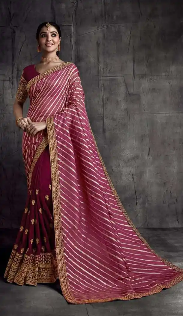 Beutiful Multi Color Fancy Fabric Traditional Party Wear Saree Blouse -3543147939