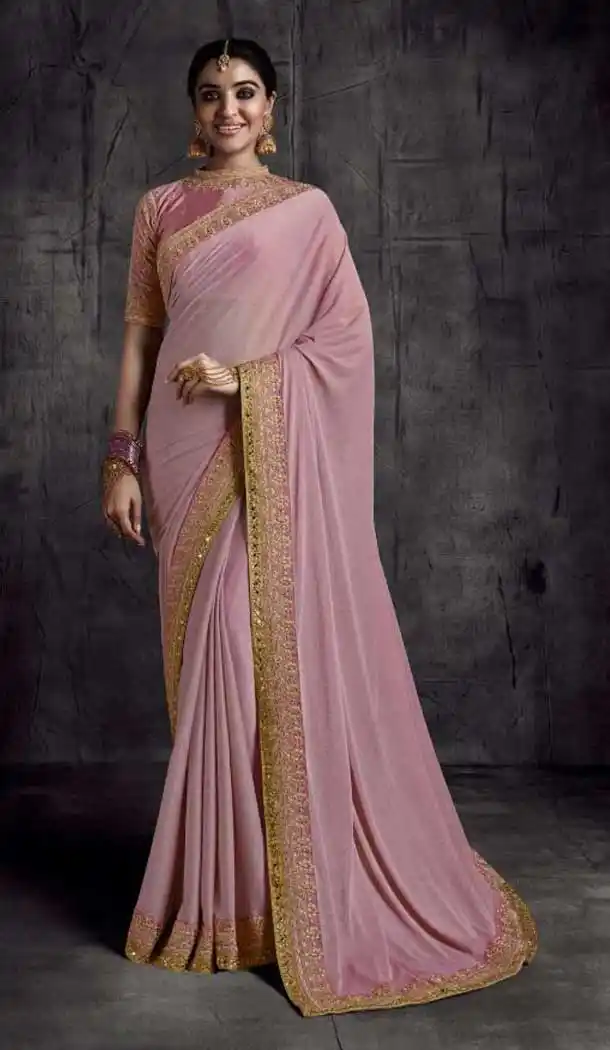 Light Pink Color Fancy Fabric Traditional Party Wear Saree Blouse -3543147940