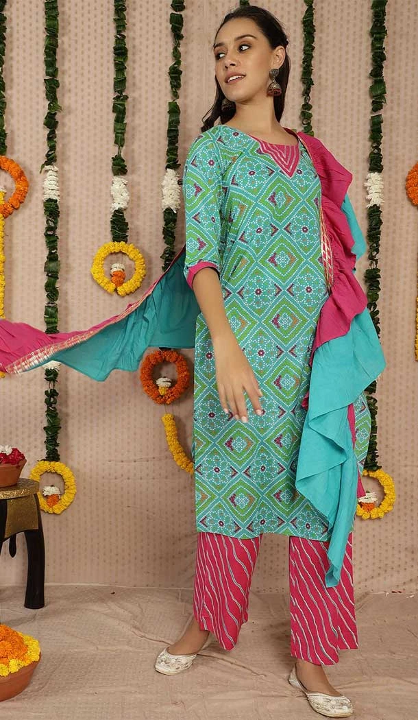 Sky Blue Color Cotton Casual Party Wear Girls Readymade Kurtis -3546147954