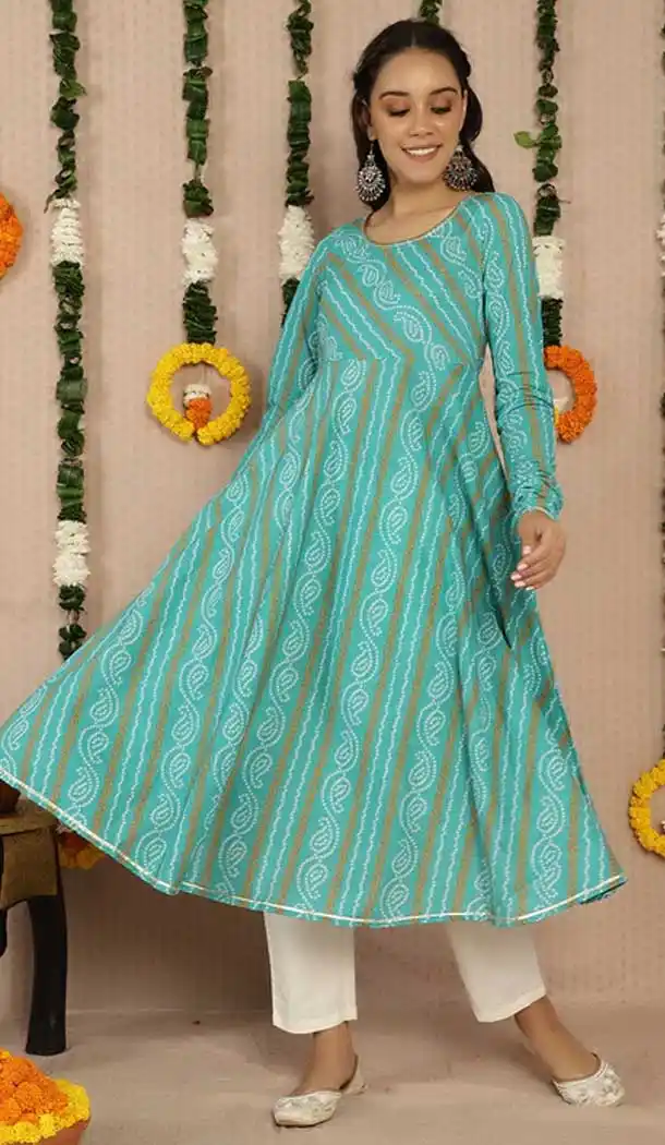 Scintillating Sky Blue Color Cotton Casual Party Wear Girls Readymade Kurtis -3546147963