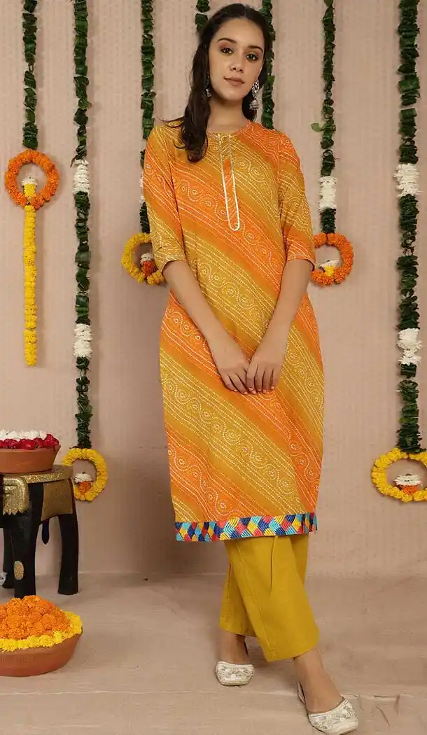 Enigmatic Mustard Color Cotton Casual Party Wear Girls Readymade Kurtis -3546147965