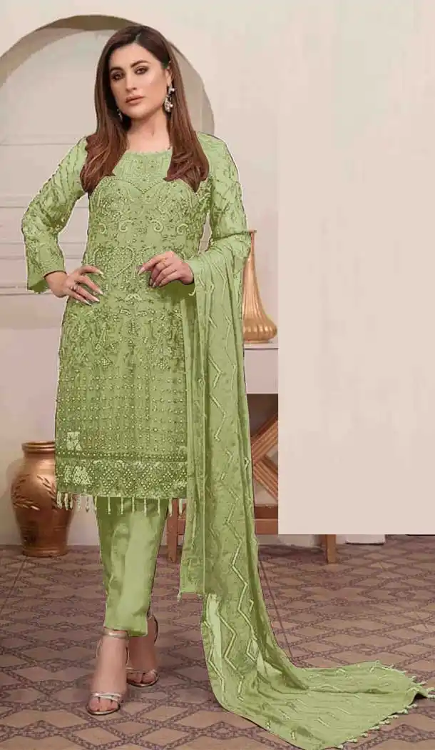 Lite Green Color Georgette Embroidery Work Pakistani Salwar Suit -3547147974