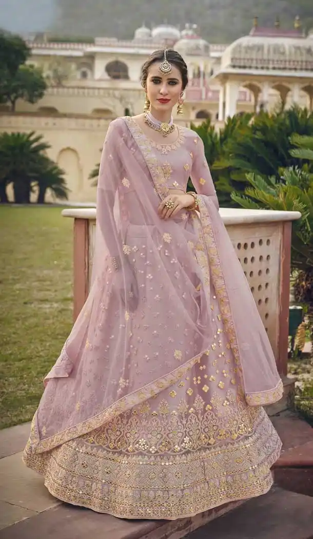 Enigmatic Baby Pink Color Net Designer Party Wear Women Lehenga Choli -3585148265