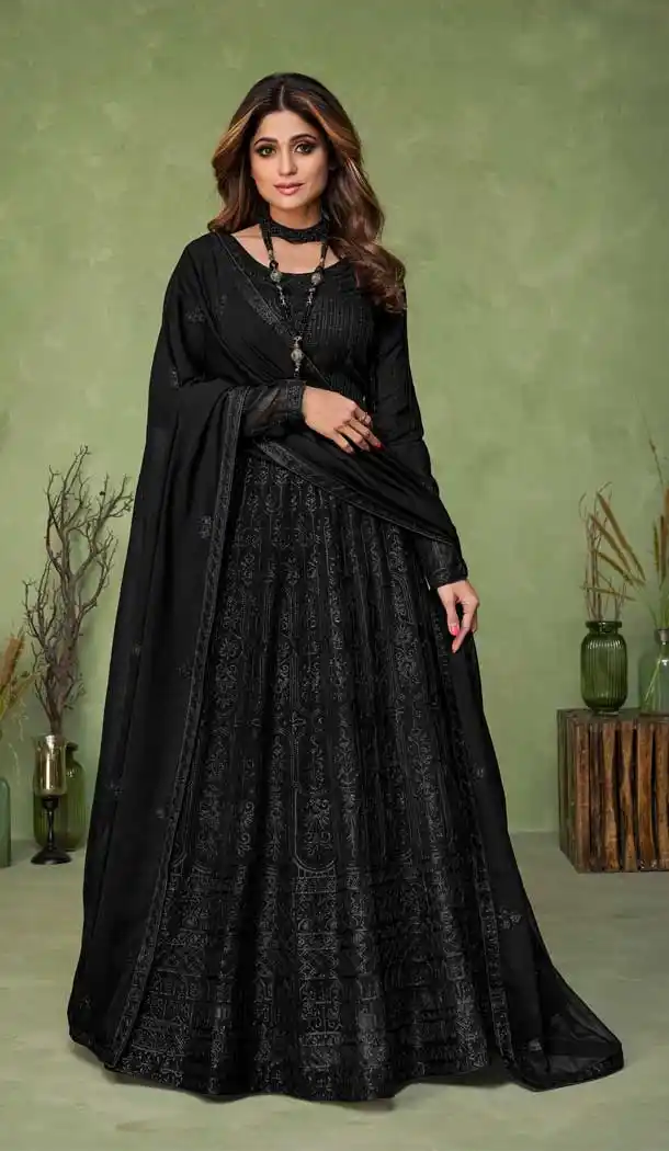 Black Color Real Georgette Designer Party Wear Women Salwar Kameez -3588148278