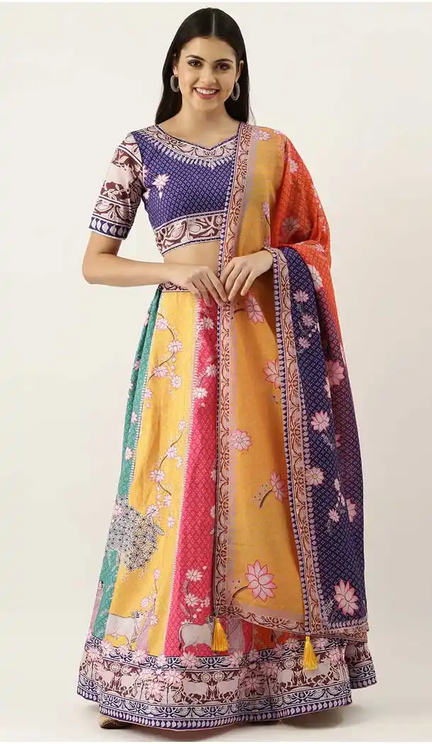 Multi Color Vaishali Silk Fancy Party Wear Plus Size Women Lehenga Choli -3604148352