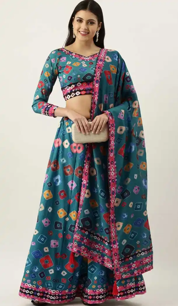 Teal Blue Color Vaishali Silk Fancy Party Wear Plus Size Women Lehenga Choli -3604148354