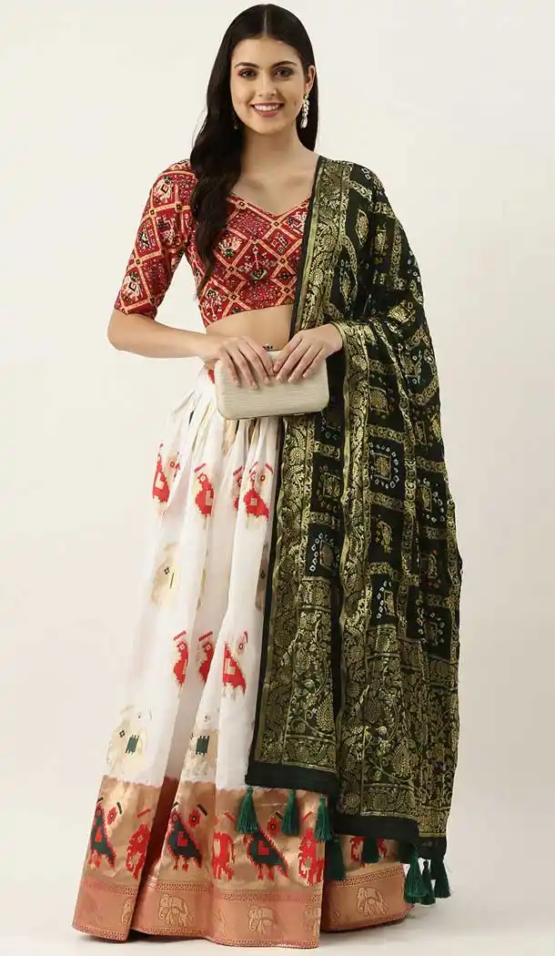 Multi Color Jacquard Silk Fancy Party Wear Plus Size Women Lehenga Choli -3604148359