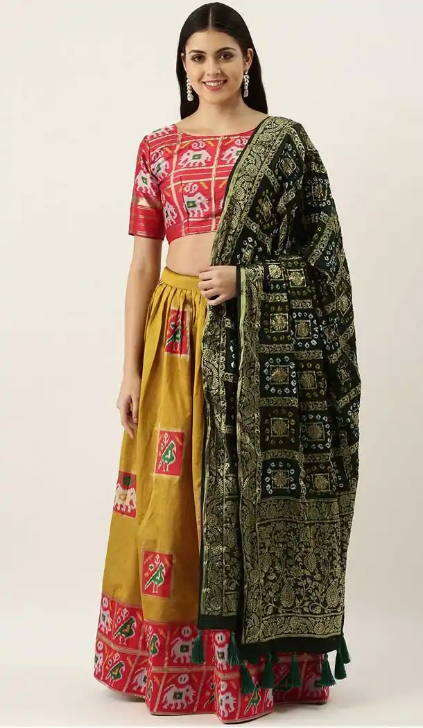 Mustards Color Jacquard Fancy Party Wear Plus Size Women Lehenga Choli -3604148362