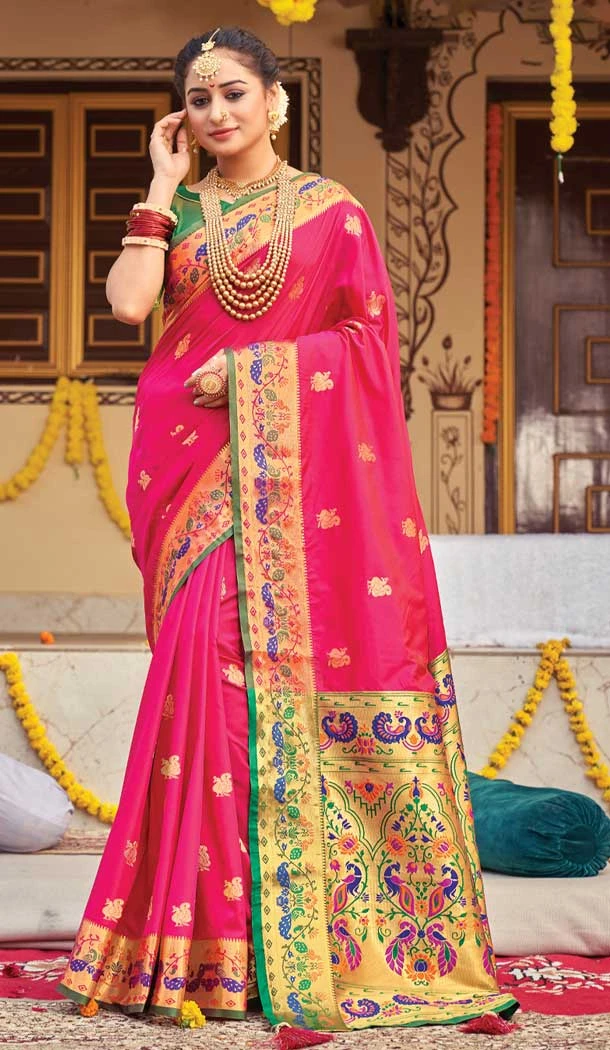 Rani Pink Color Paithani Silk Traditional Party Wear Saree Blouse -3653148720 Rani Pink Color Paithani Silk Traditional Party Wear Saree Blouse -3653148720