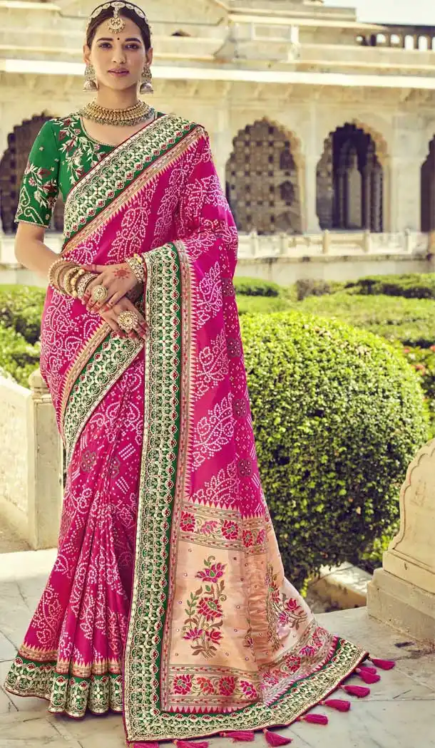Rani Green Color Patola Pure Silk Designer Bridal Wear Patola Saree Blouse -3590148296