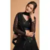 Dazzling Black Color Soft Net Fancy Festive Wear Plus Size Lehenga Choli - 3700149111