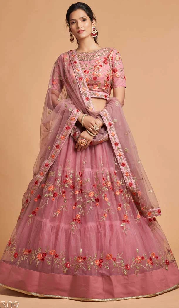 Baby Pink Color Soft Net Fancy Festive Wear Plus Size Lehenga Choli - 3700149112