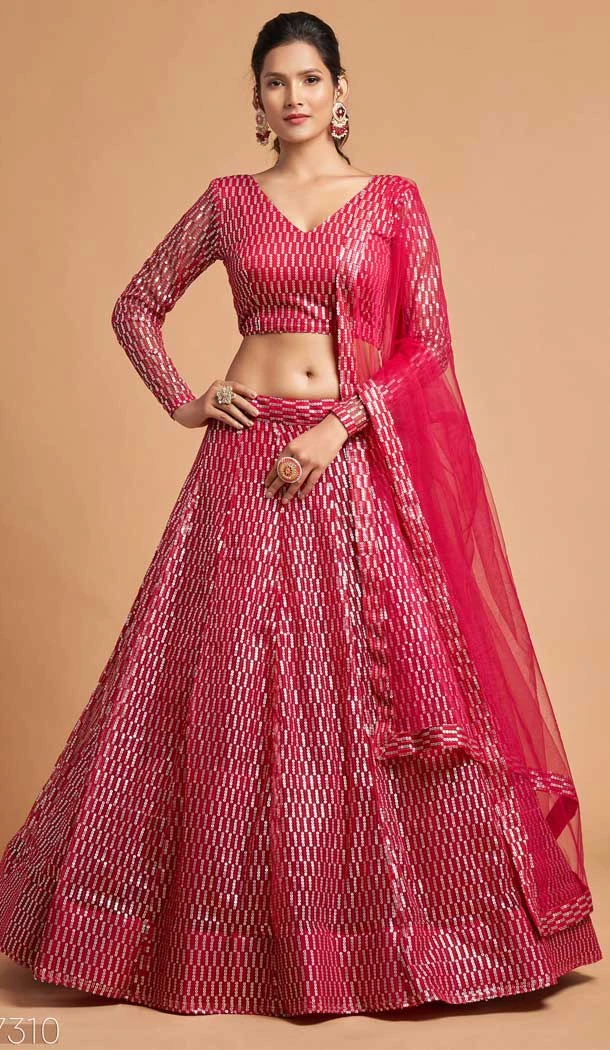 Hot Pink Color Soft Net Fancy Festive Wear Plus Size Lehenga Choli - 3700149113