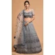 Ash Grey Color Soft Net Fancy Festive Wear Plus Size Lehenga Choli - 3700149115